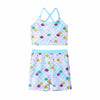 PATPAT Girls 2-Piece Tankini Swimsuit Set Sky Blue Fish Mermaid Size 6-7