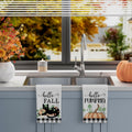XCHI Fall Black Cat Pumpkin Plaid Kitchen Towels 18x26 Inch Set of 2 by Deal US