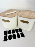 Generic Plastic Stackable Storage Bins with Bamboo Lid 2 PCS White 10x7in by Deal US
