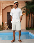 Neer Men's Linen Bermuda Shorts 2 Pack Black White Casual Elastic Waist Size S by Deal US
