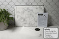 Stranor Engraved Rose Stone Drying Mat Floral 15.7x11.8 Ivory by Deal US