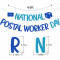 FOZEE Postal Worker Day Banner Blue Glitter Cardstock Decoration by Deal US