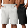 Neer Men's Linen Bermuda Shorts 2 Pack Black White Casual Elastic Waist Size S by Deal US