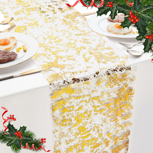 Deconovo Gold Sequin Table Runner 9FT 2PCS Polyester Kitchen Party Decor by Deal US