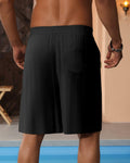Neer Men's Linen Bermuda Shorts 2 Pack Black White Casual Elastic Waist Size S by Deal US