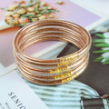 HIIXHC Rose Gold Glitter Filled Jelly Silicone Bangle Bracelets 6.5 Inch by Deal US