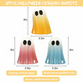 DAZONGE Halloween Ceramic Ghost Figurines Set of 3 Pink Yellow Blue Indoor by Deal US