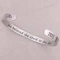 Btysun Graduation Bracelet Inspirational Engraved Quote Silver 6.29" by Deal US