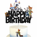 huizebaozhuang Zoo Birthday Party Cake Topper Double-Sided Black Cardboard by Deal US