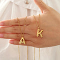 JNZSSWHJJH 18K Gold Filled Bubble Letter E Necklace Stainless Steel Box Chain by Deal US