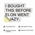 Tesla Anti Elon Musk Bumper Sticker 2 Pack 4x2.7in White Reflective Vinyl by Deal US