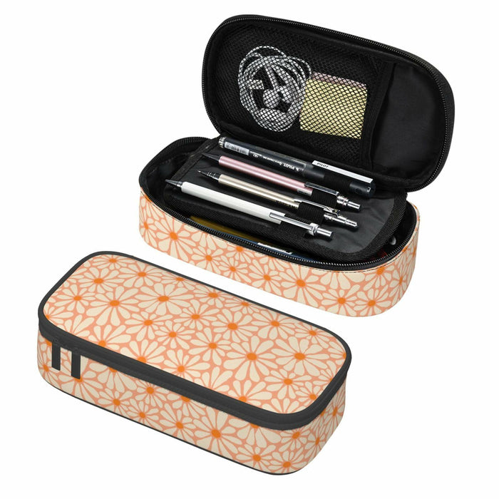 VOL&BASS Orange Flower Large Pencil Case Big Capacity Back To School by Deal US