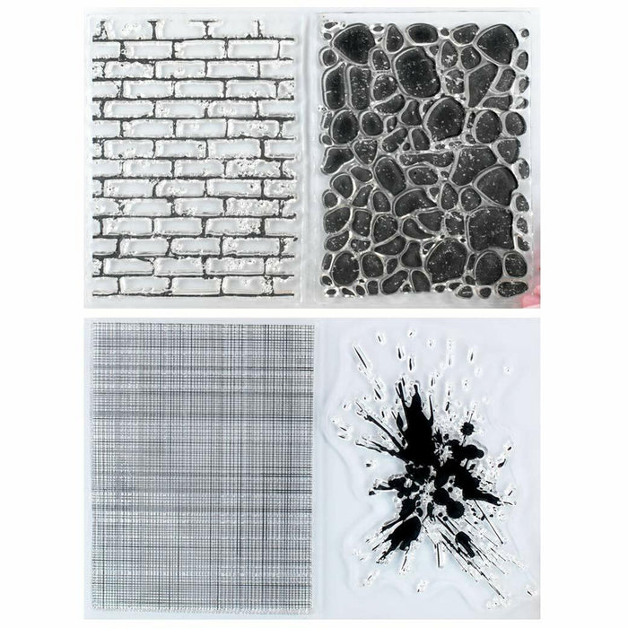 Kwan Crafts Clear Stamps Wall Stone Grid Watermark Ink 2 Sheets Silicone by Deal US