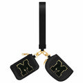 ARIKJ Initial Wristlet Wallet Dual Pouch Mini Coin Purse Black B by Deal US