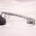 Btysun Graduation Bracelet Inspirational Engraved Quote Silver 6.29" by Deal US
