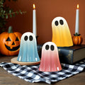 DAZONGE Halloween Ceramic Ghost Figurines Set of 3 Pink Yellow Blue Indoor by Deal US