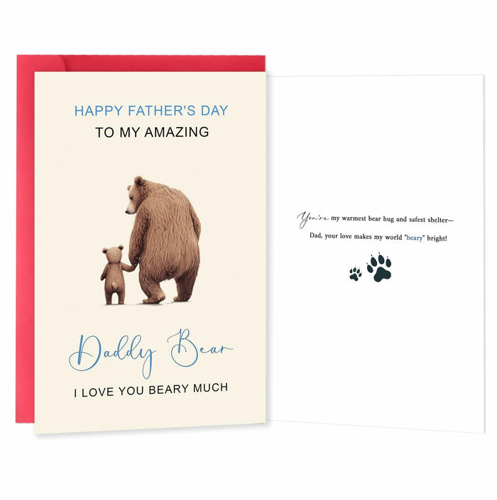 IDU Funny Fathers Day Card for Dad from Kids - Daddy Bear I Love You BEARY Much by Deal US