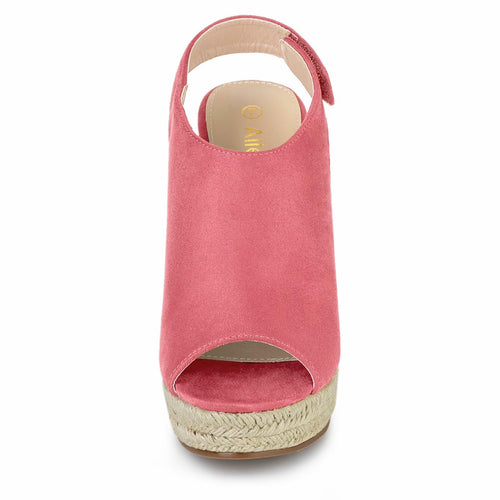 Allegra K Women's Espadrille Platform Wedges Sandals Watermelon Red Size 5.5 by Deal US
