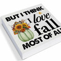 Heijie Fall Wood Box Sign Art Farmhouse Autumn Pumpkin Decor 5x5 Inches by Deal US