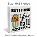 Heijie Fall Wood Box Sign Art Farmhouse Autumn Pumpkin Decor 5x5 Inches by Deal US