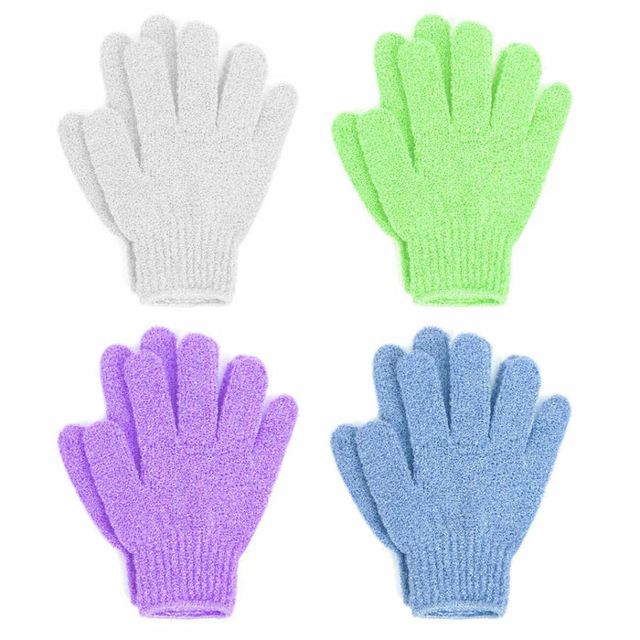 Linda Exfoliating Bath Gloves Multicolor 4 Pair Pack by Deal US