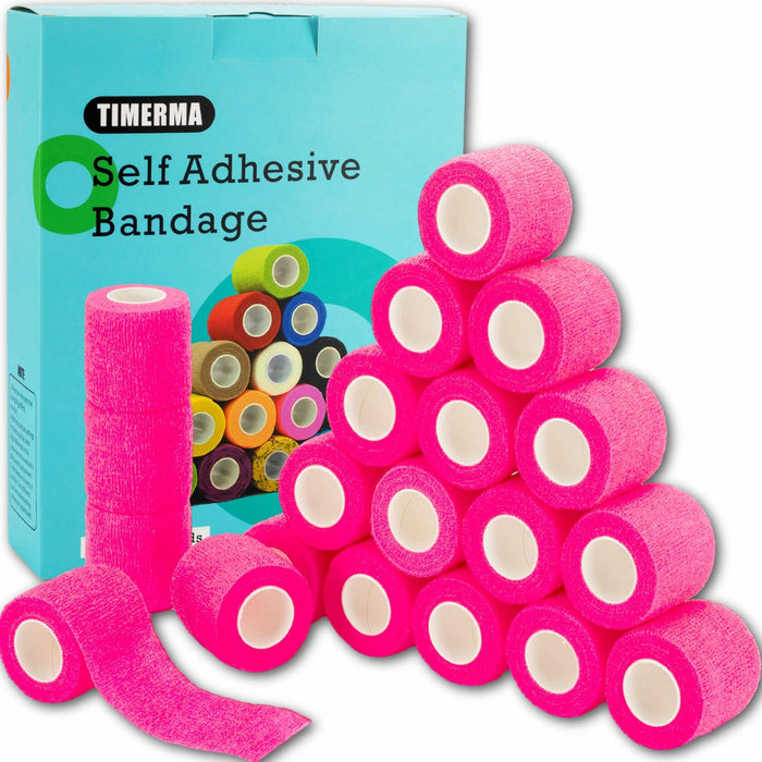 [Like New] timerma 20 Rolls Self Adhesive Bandage Wrap Elastic Breathable Pink by Deal US