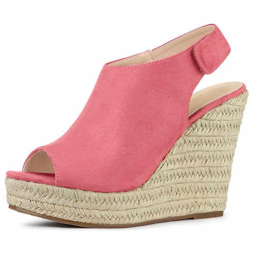 Allegra K Women's Espadrille Platform Wedges Sandals Watermelon Red Size 5.5 by Deal US