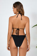 JOYBIK Women’s Ruffled Halter Bikini Set Brown Leopard Print Size S by Deal US