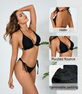 JOYBIK Women’s Ruffled Halter Bikini Set Brown Leopard Print Size S by Deal US