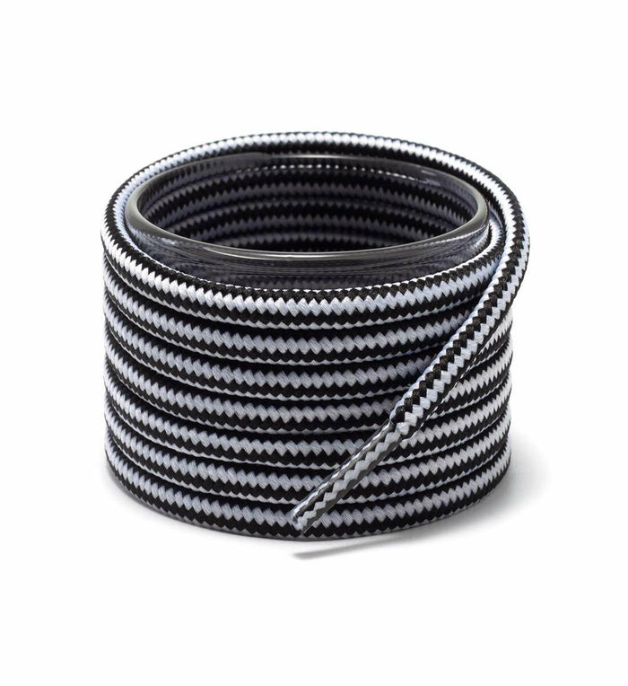Shoemate Round Boot Shoelaces for Work Boots Hiking Shoes White/Black 60" by Deal US