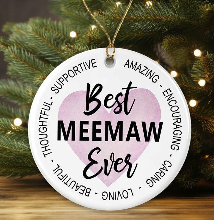 AnhTram97 Best Meemaw Ever Christmas Ornament White Ceramic Double-Sided by Deal US