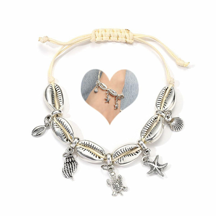 Bethynas Bohemian Shell Beads Pendant Adjustable Anklet Bracelet Silver by Deal US