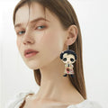 CBLUED Halloween Cute Ghost Pumpkin Wooden Dangle Earrings Women by Deal US