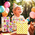 LaRibbons Reversible Birthday Wrapping Paper 17in x 33ft Birthday Star Color by Deal US