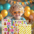 LaRibbons Reversible Birthday Wrapping Paper 17in x 33ft Birthday Star Color by Deal US