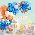 Sowide Orange Blue White Balloon Garland Arch Kit with Star Foil Balloons by Deal US