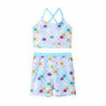 PATPAT Girls 2-Piece Tankini Swimsuit Set Sky Blue Fish Mermaid Size 8-9 by Deal US