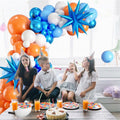 Sowide Orange Blue White Balloon Garland Arch Kit with Star Foil Balloons by Deal US