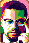 KIVYYB Malcolm X Portrait Tin Sign Retro Metal Wall Art 8x12 Inches by Deal US