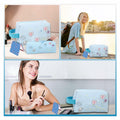 LOYEJEGL Travel Cosmetic Bag with Double Sided Mirror & Brush Bag Blue by Deal US