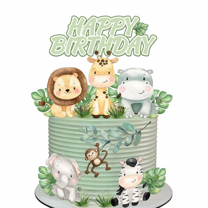 Usoway Jungle Animal Cake Topper Safari Wild Animals Pastel Cardstock by Deal US