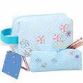LOYEJEGL Travel Cosmetic Bag with Double Sided Mirror & Brush Bag Blue by Deal US