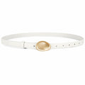 WERFORU Women Skinny Faux Leather Belt Gold Buckle 0.7" Width Size 36-42" by Deal US