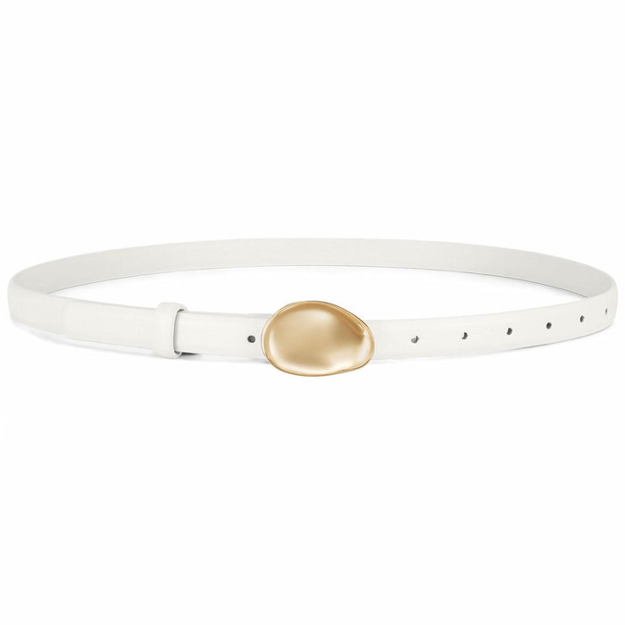 WERFORU Women Skinny Faux Leather Belt Gold Buckle 0.7" Width Size 36-42" by Deal US