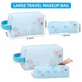LOYEJEGL Travel Cosmetic Bag with Double Sided Mirror & Brush Bag Blue by Deal US