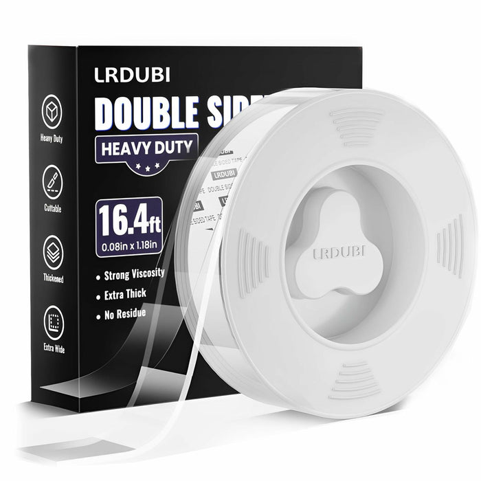 LRDUBI Heavy Duty Double Sided Tape 1.18" x 197" Clear Removable Adhesive by Deal US