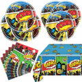 Generic 41pcs Blue Superheroes Birthday Party Tableware Plates Napkins Cloth by Deal US