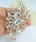 Sindary Austrian Crystal Flower Brooch Pin Gold-Tone Clear 3.94" by Deal US
