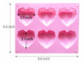 fine life 2 Pcs 3D Diamond Heart Silicone Mold 6 Cavities Mold-B Color by Deal US