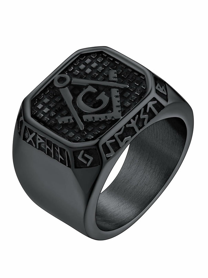 FaithHeart Men's Biker Ring Norse Runes Jewelry Gift for Boyfriend Size 11 by Deal US